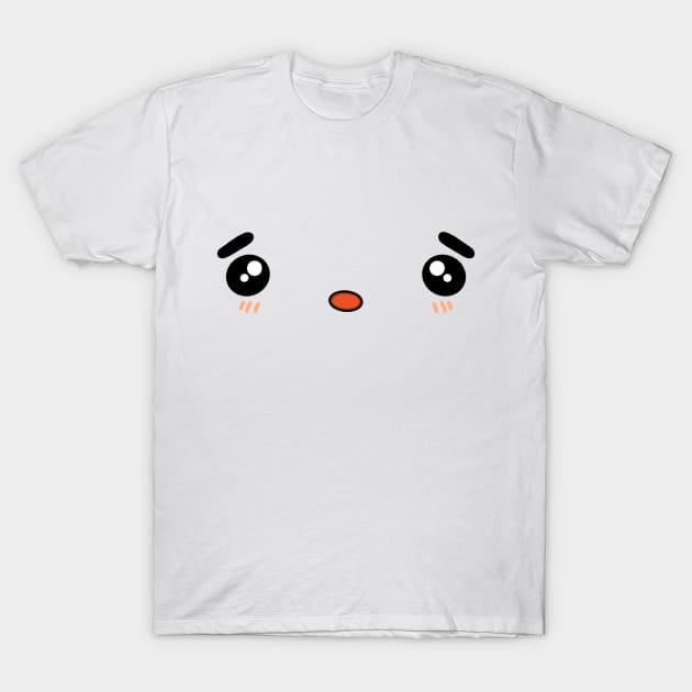 Cute Kawaii Shocked Anime Facial Expression T-Shirt by bloomingviolets